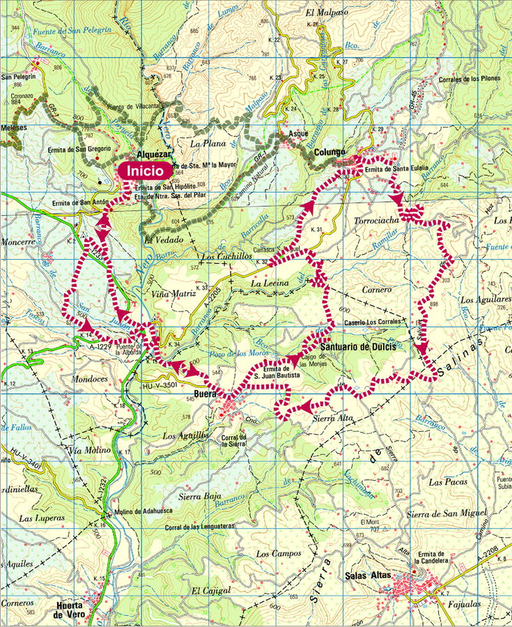 MAPA-Ruta12 BTT Alquezar-Buera-Colungo